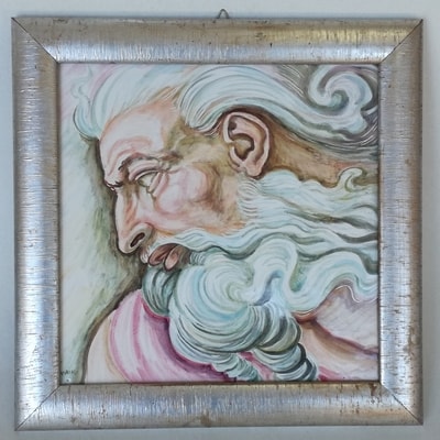 Albisola ceramics Art -  God of the Michelangelo. (particular). Majolica
